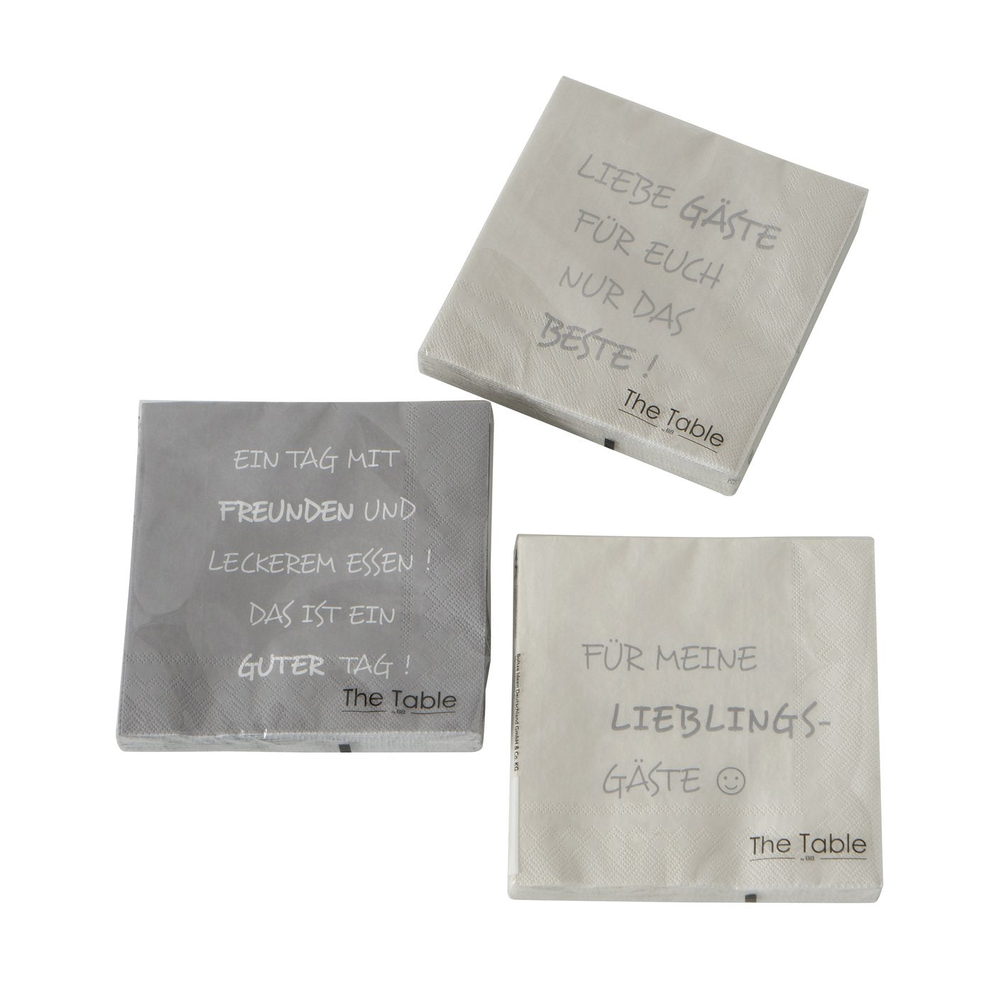 Servietten grau 16,5x16,5 cm " Gäste " in drei Varianten von Boltze