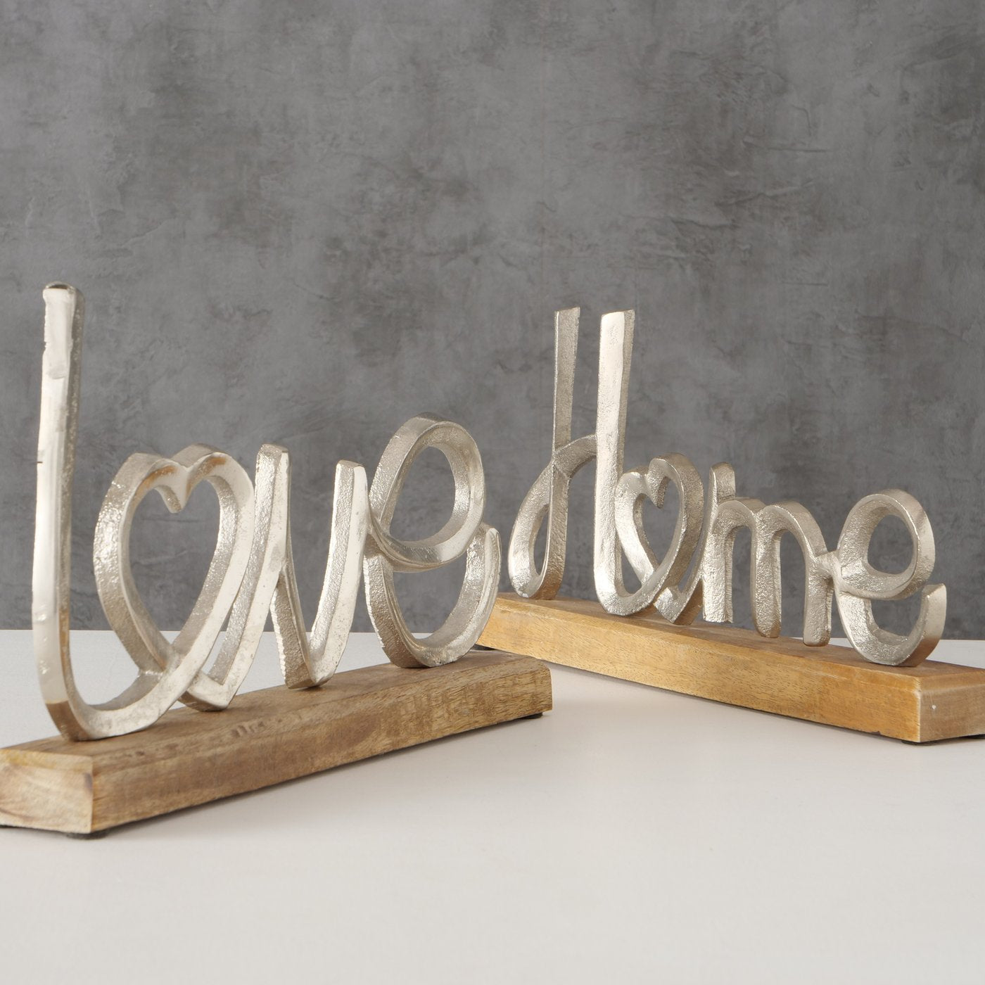 Dekoaufsteller/Schriftzug aus Holz und Aluminium "Home/Love" von Boltze - Liebe - zu hause