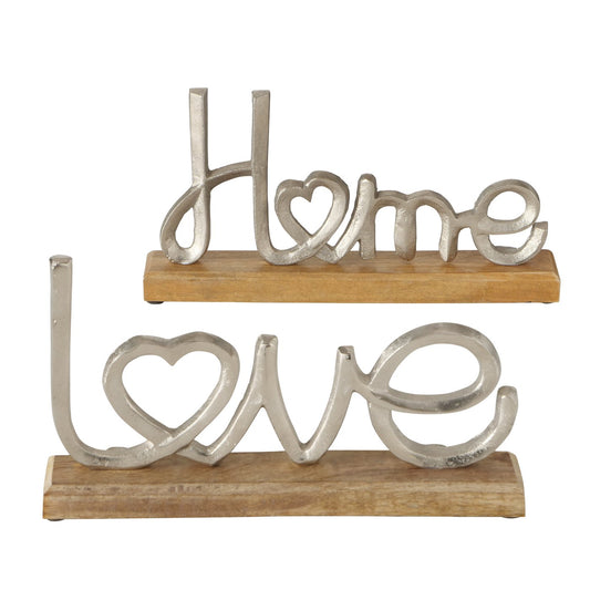 Dekoaufsteller/Schriftzug aus Holz und Aluminium "Home/Love" von Boltze - Liebe - zu hause
