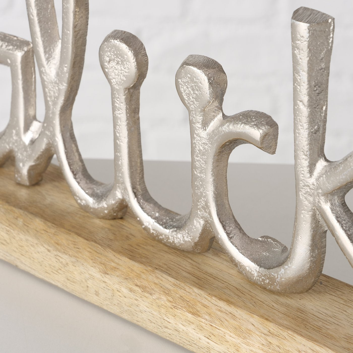 Dekoaufsteller/Schriftzug aus Holz und Aluminium "Glück" von Boltze