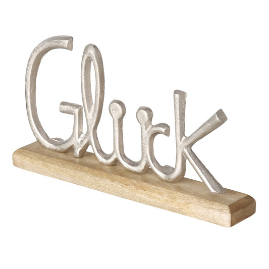 Dekoaufsteller/Schriftzug aus Holz und Aluminium "Glück" von Boltze