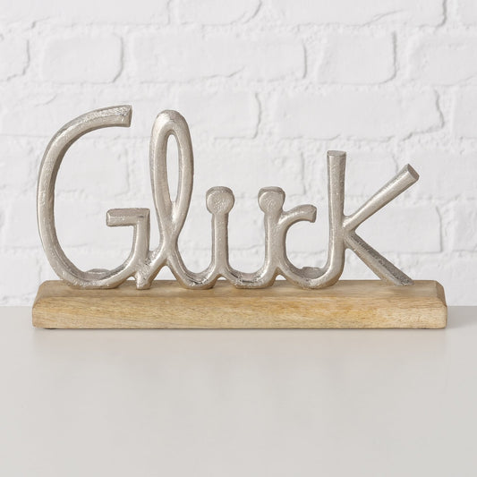Dekoaufsteller/Schriftzug aus Holz und Aluminium "Glück" von Boltze