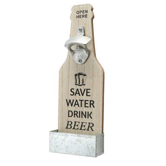 Flaschenöffner aus Holz mit Auffangschale zum Aufhängen von Boltze