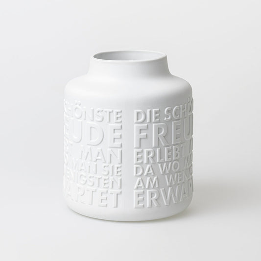 Vase aus Porzellan " Freude " von räder design exclusiv Höhe 26 cm, Ø 21 cm Geschenk für gute Freunde mit Spruch - Hochwertige und dekorativ