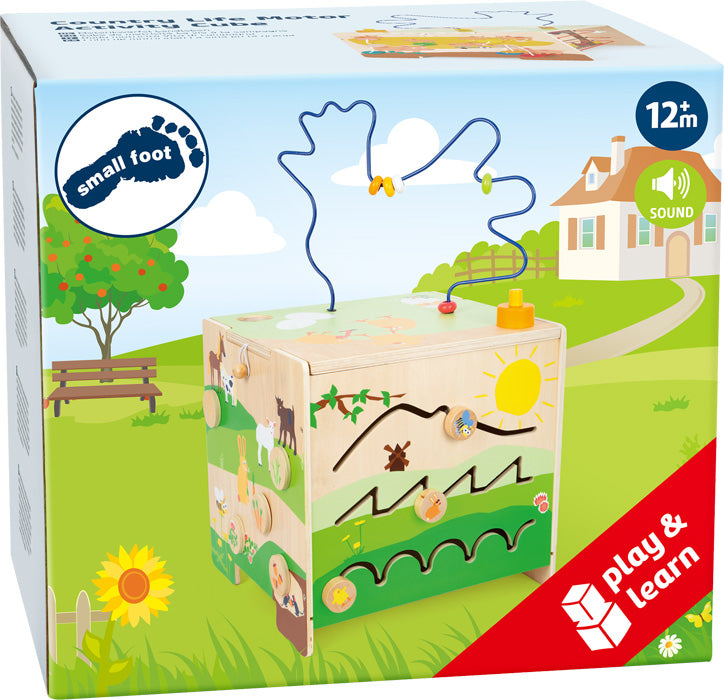 Motorikwürfel aus Holz "Landleben" von small foot - Spielwürfel Tiere lernen