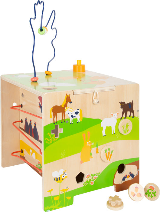Motorikwürfel aus Holz "Landleben" von small foot - Spielwürfel Tiere lernen
