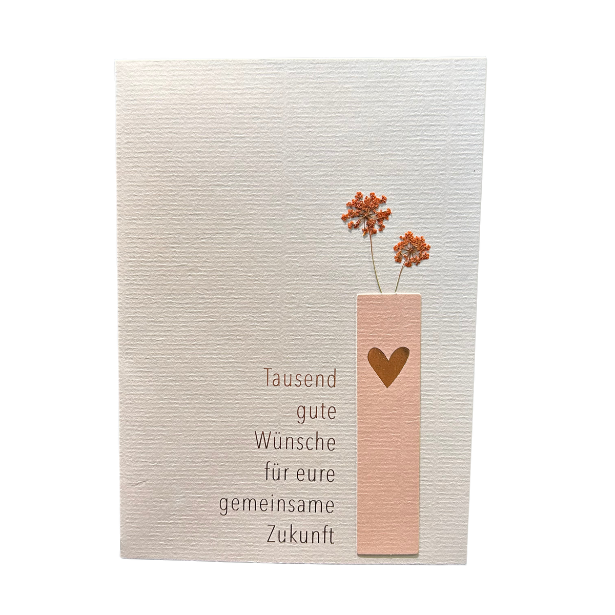 Hochzeitskarte „Tausend gute Wünsche“ mit Umschlag und echten Blüten von räder design