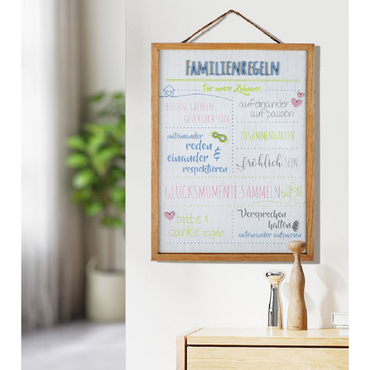 Bild " Familienregeln " mit Holzrahmen von Gilde Familie