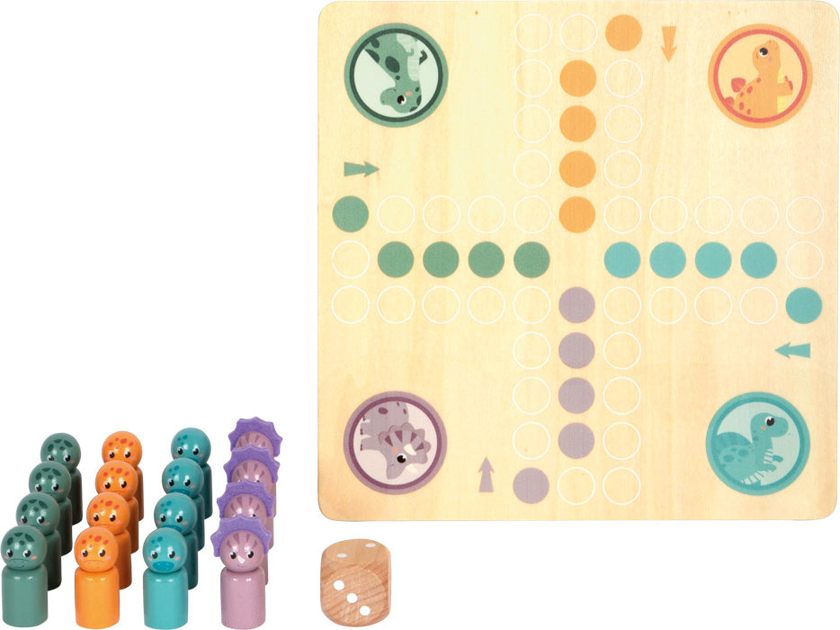 Brettspiel Ludo mit Dinofiguren aus Holz von small foot Holzspielzeug