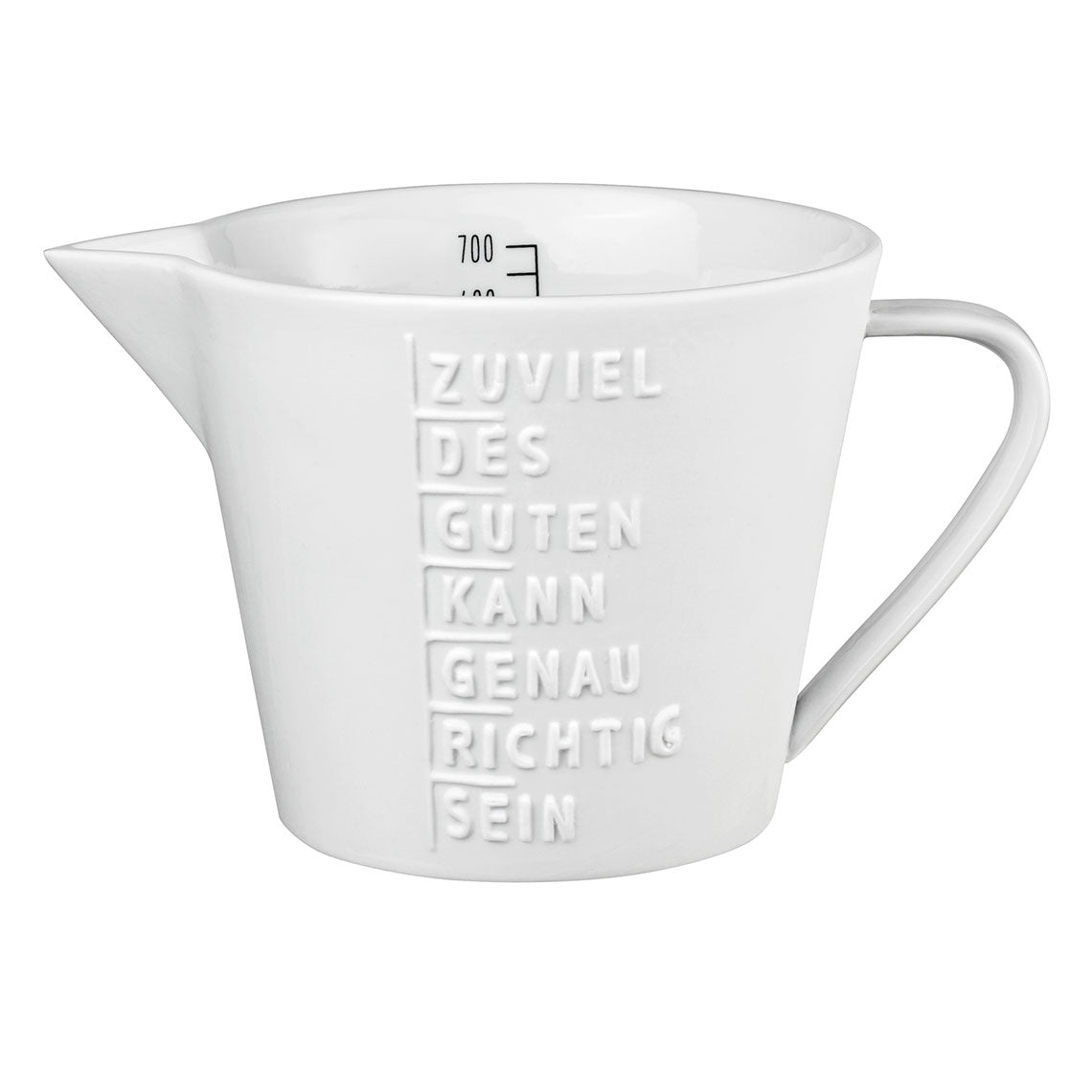 Messbecher (groß) aus Porzellan " zu viel des Guten " von räder design originell Geschenkidee Mitbringsel