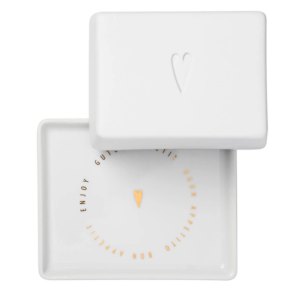 Butterdose ( klein ) halb aus Porzellan " Herz " von räder design Enjoy Single Geschenk