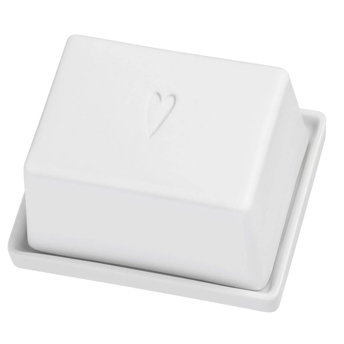 Butterdose ( klein ) halb aus Porzellan " Herz " von räder design Enjoy Single Geschenk