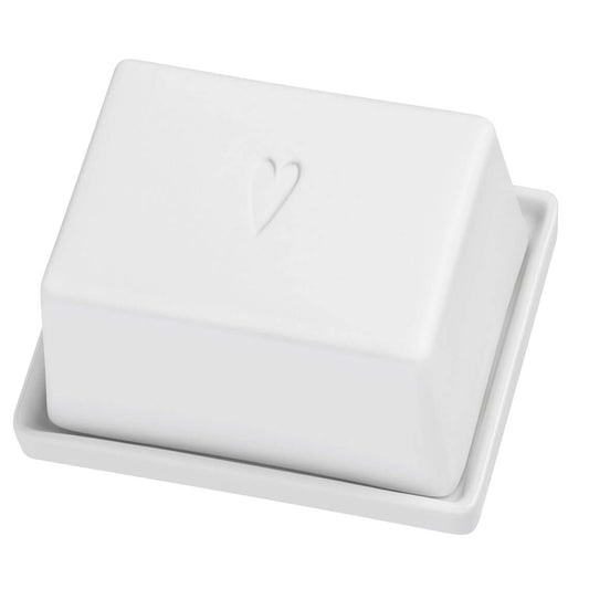 Butterdose ( klein ) halb  aus Porzellan " Herz " von räder design Enjoy Single Geschenk