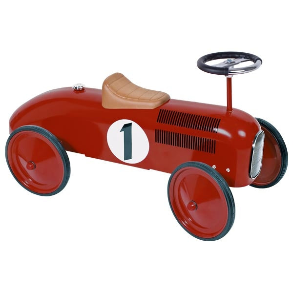 Rutschfahrzeug rot von goki Rennauto in Rot aus Metall Retro Rutschefahrzeug