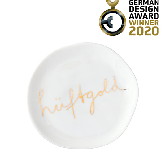 Teller (klein) aus Porzellan " Hüftgold " von räder design lustiges mitbringsel oder dekorativ zum essen