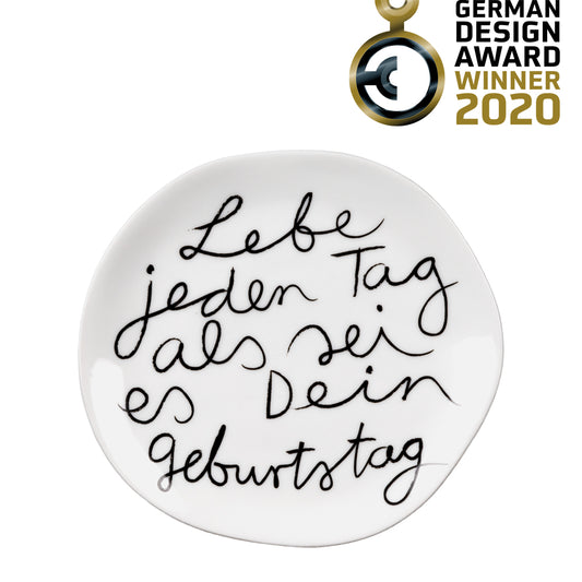 Teller klein Porzellan Leben jeden Tag als sei es dein Geburtstag von räder design kleines Geschenk
