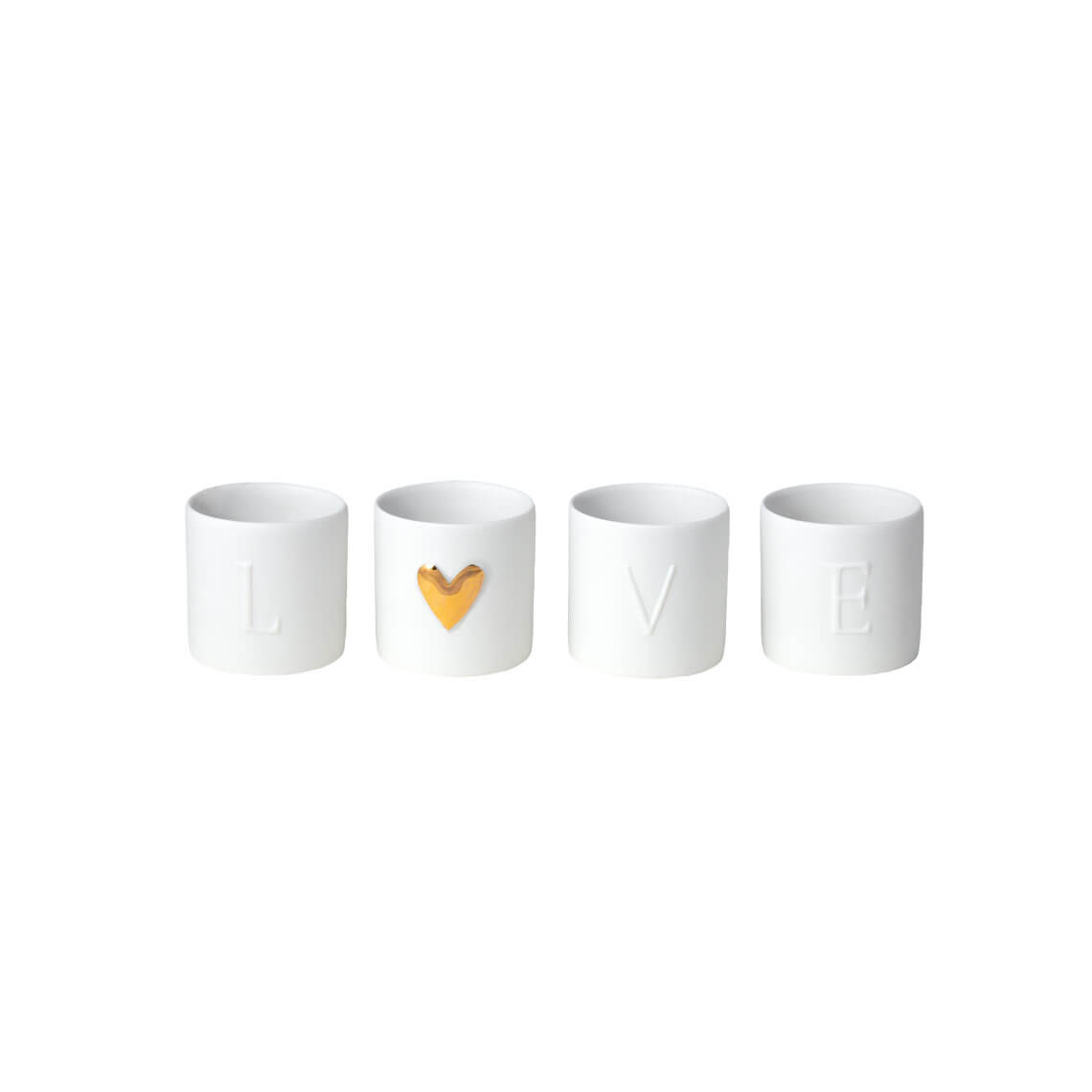 Teelichthalter aus Porzellan 4er-Set "Love" von räder design Hochzeit Liebe Verlobung Geschenk