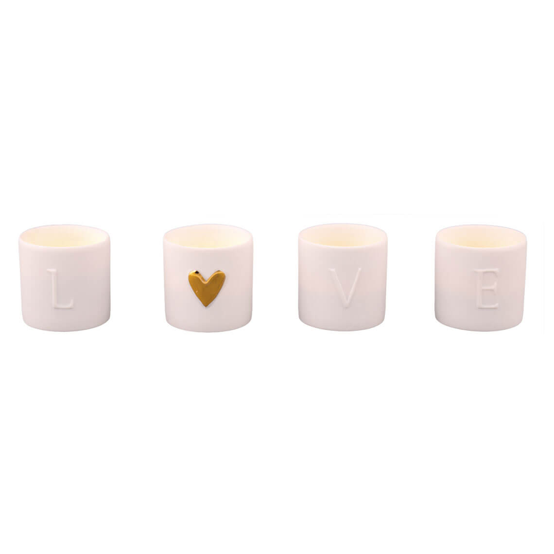 Teelichthalter aus Porzellan 4er-Set "Love" von räder design Hochzeit Liebe Verlobung Geschenk