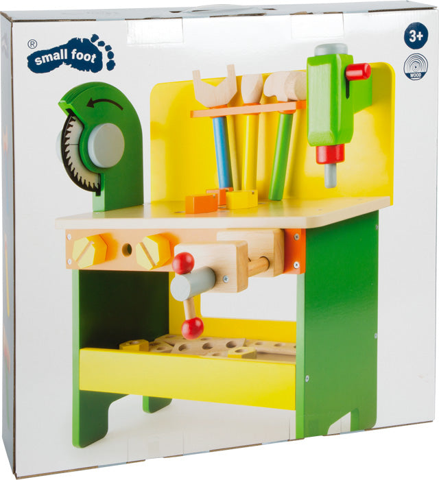 kleine Werkbank aus Holz mit Zubehör von small foot - Bauen Werkzeug Schraubenzieher