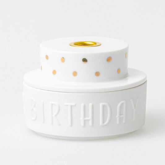 Porcelain birthday cake candle holder "Happy Birthday" by räder design