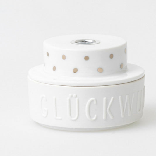 Porcelain birthday cake candle holder "Congratulations" by räder design