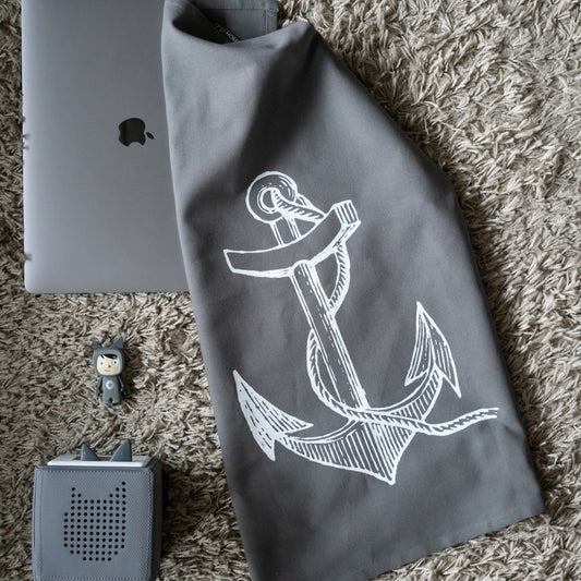 Geschirrtuch grau „Anker“ von 17;30 Hamburg nordisches Geschenk