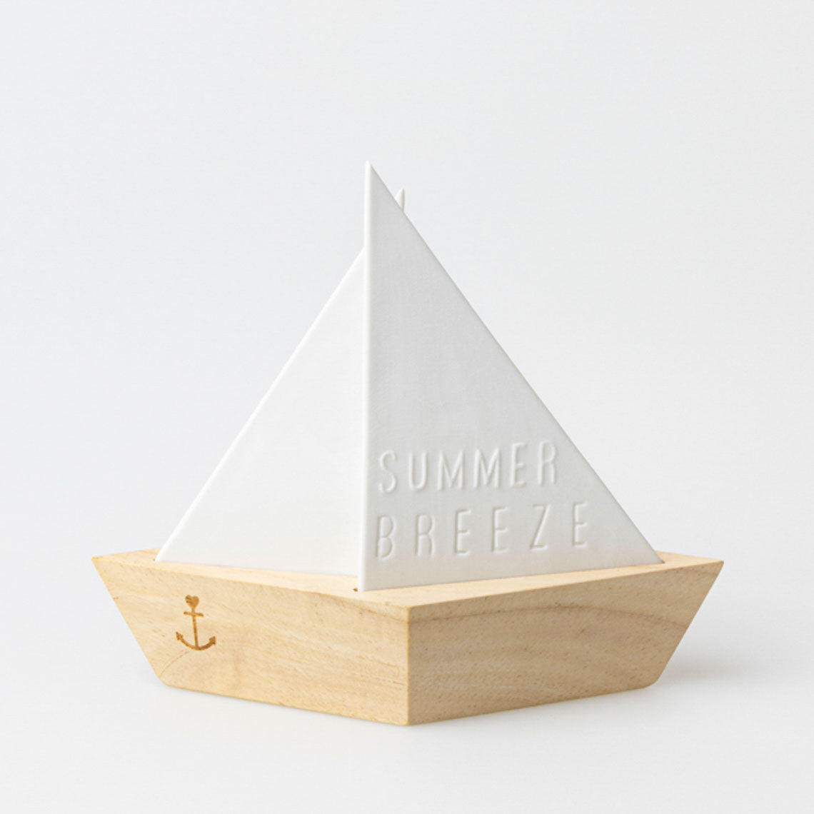 Maritime tealight holder boat made of porcelain and wood "Summer Brezen" by räder design