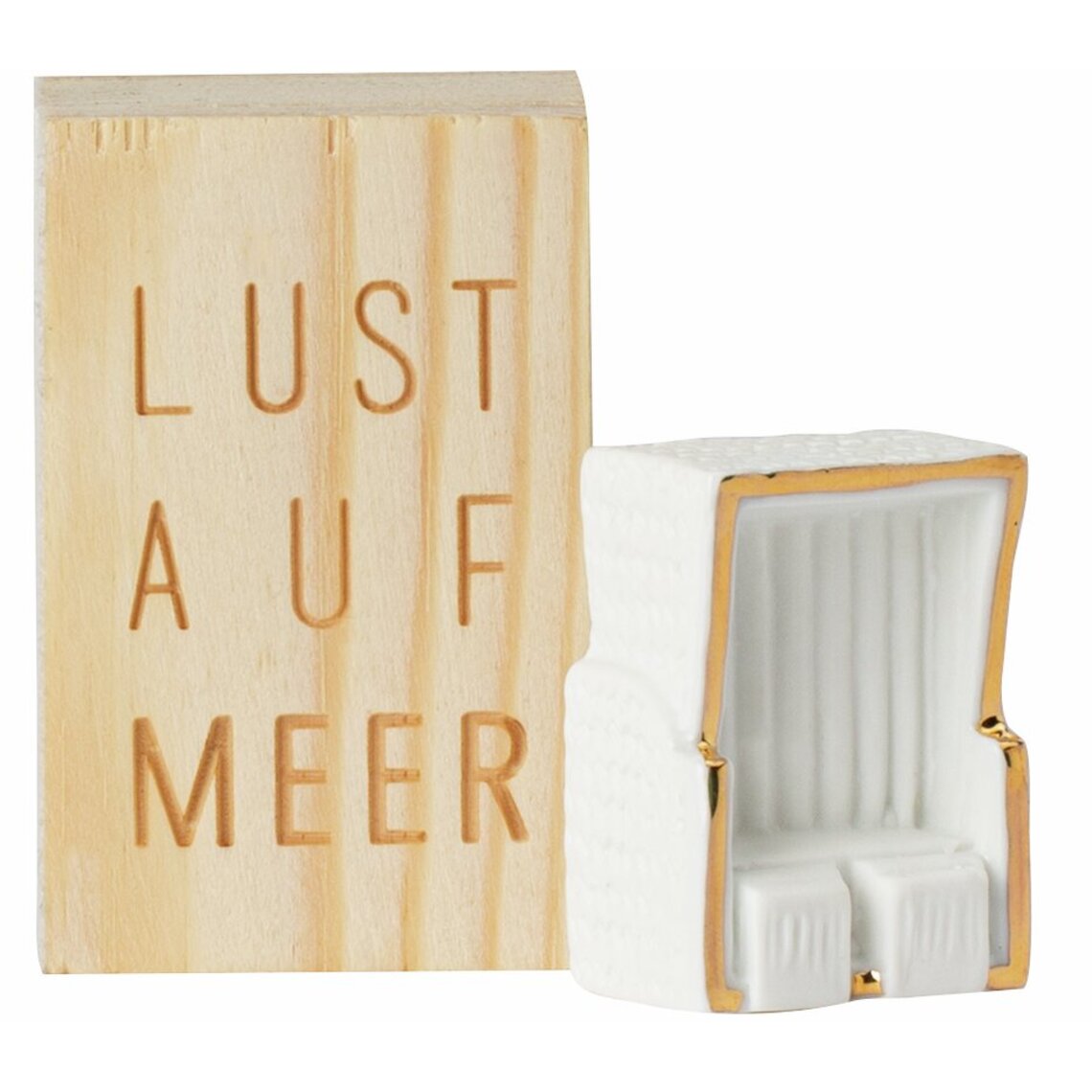 Glückskästchen " Lust auf Meer " mit Strandkorb aus Porzellan von räder design