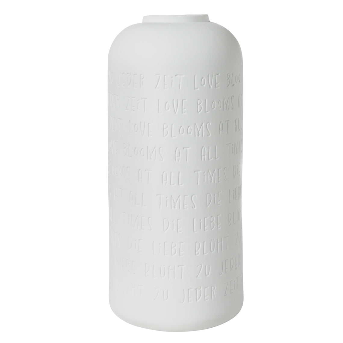 Vase aus Porzellan mit Gravur "Die Liebe blüht zu jeder Zeit" von räder - Geschenk Blumen