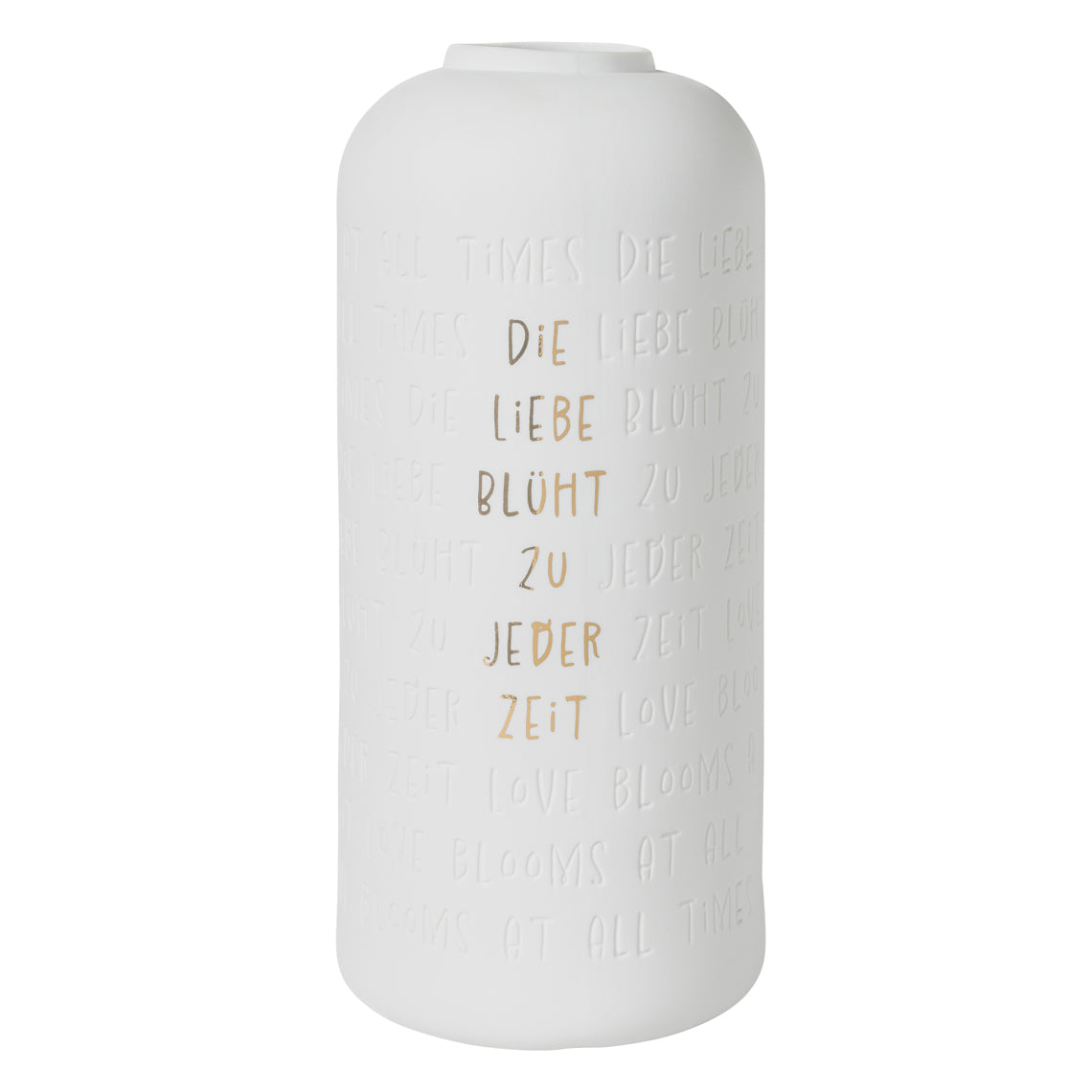 Vase aus Porzellan mit Gravur "Die Liebe blüht zu jeder Zeit" von räder - Geschenk Blumen