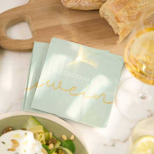 Cocktailservietten "Was reimt sich auf Freitag? Wein" Serviette 2026 von räder design