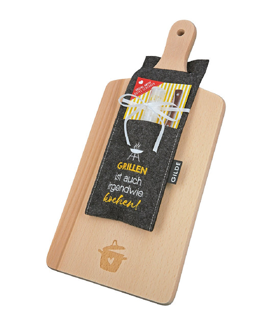 Schneidebrett aus Holz inkl. Meersalz als Geschenkidee von Gilde