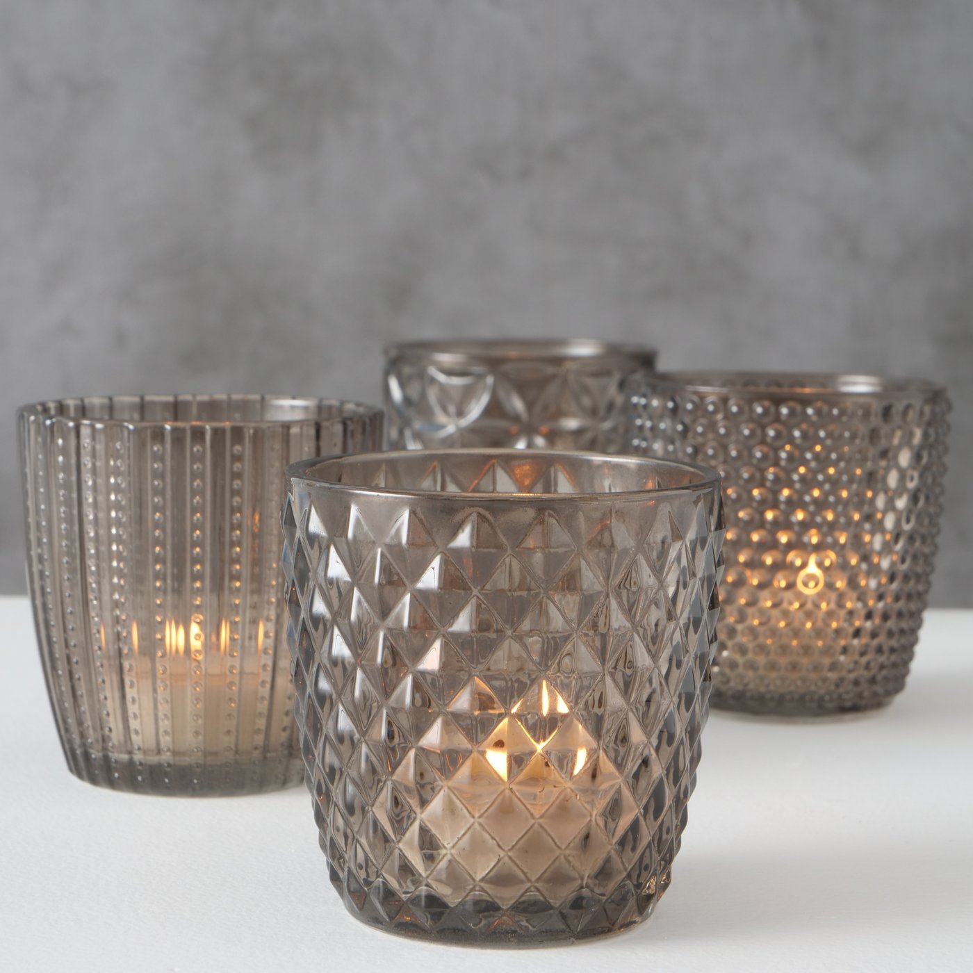 Teelichthalter/Windlicht aus Glas 4er-Set von Boltze - Setpreis