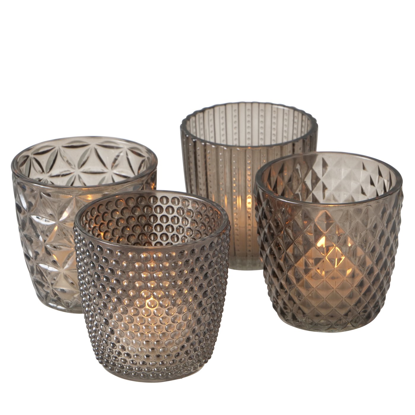 Teelichthalter/Windlicht aus Glas 4er-Set von Boltze - Setpreis