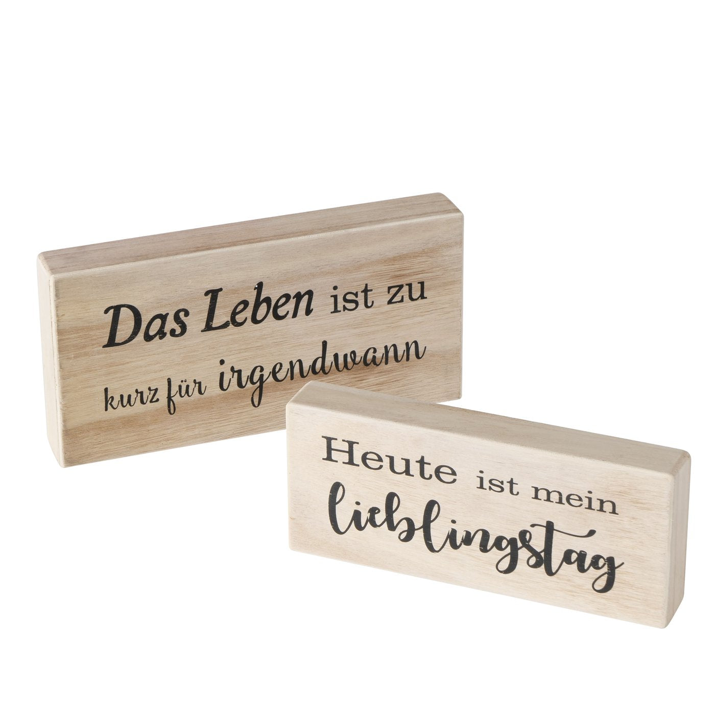 Holzschild-Set mit Spruch "Leben ist zu kurz/Lieblingstag" 2 Stück von Boltze - Dekoaufsteller aus Holz