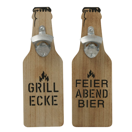 Flaschenöffner aus Holz zum Aufhängen "Grillecke/Feierabendbier" von Boltze