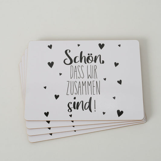 Tischsets aus Korkeiche 4er-Set "Schön dass wir zusammen sind / essen" von Boltze