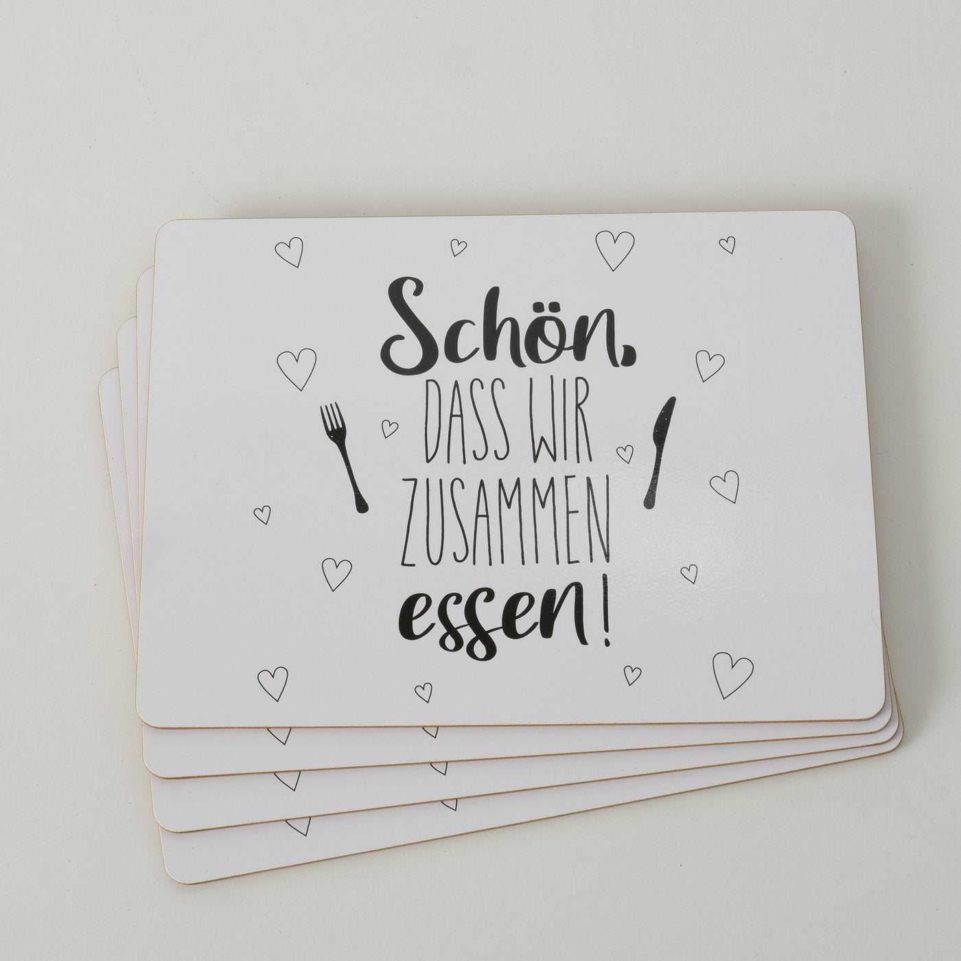 Tischsets aus Korkeiche 4er-Set "Schön dass wir zusammen sind / essen" von Boltze