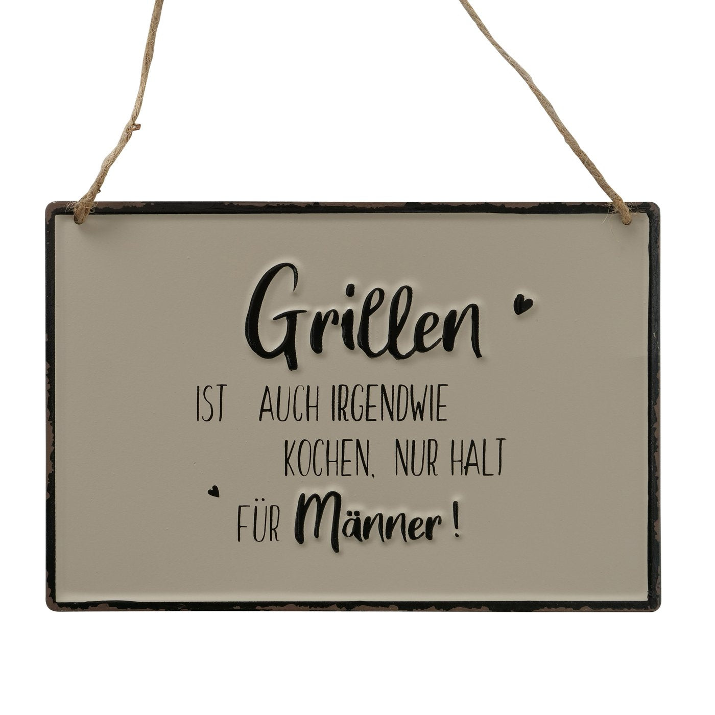 Bedrucktes Schild "Grillen" grau/rot/schwarz/weiß von Boltze
