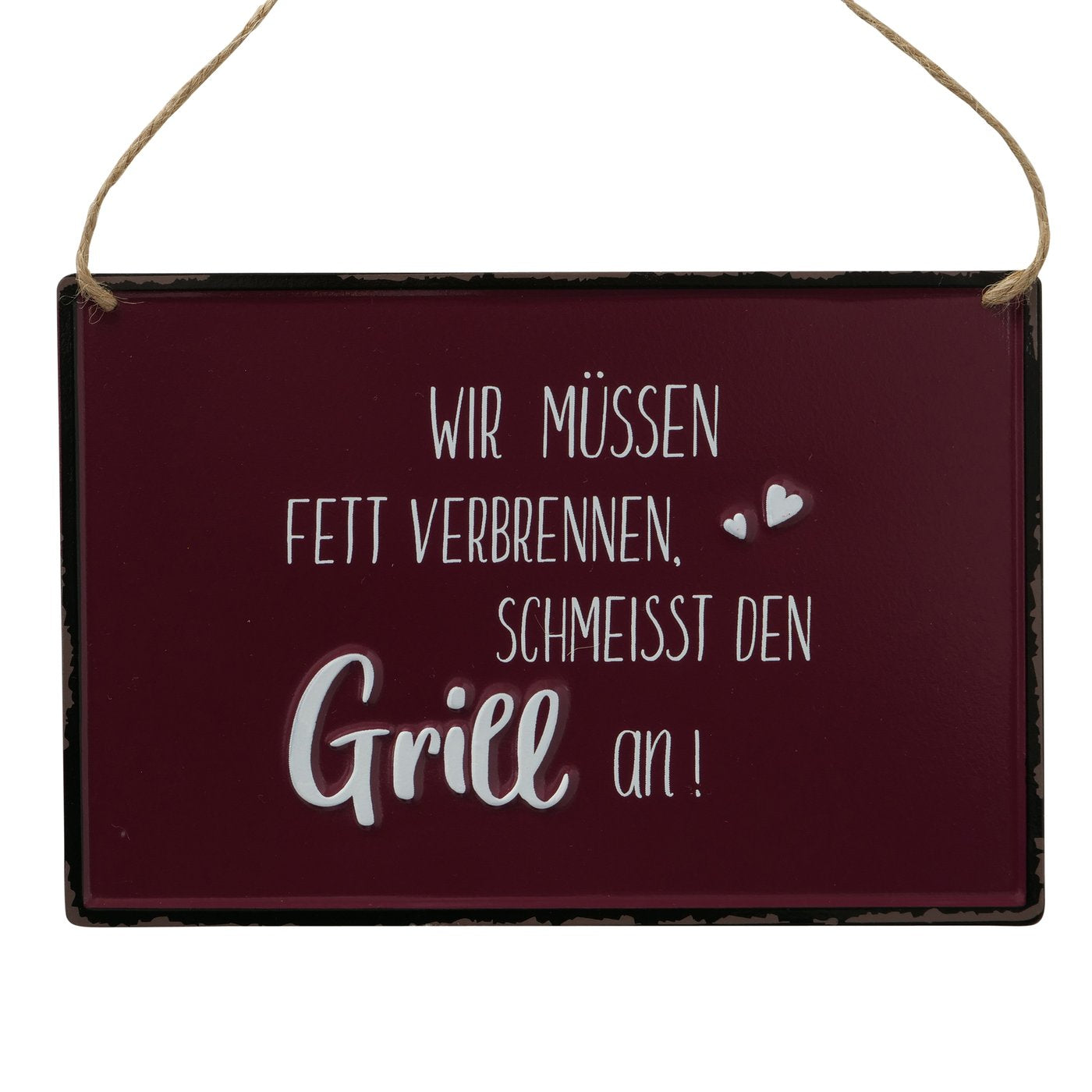 Bedrucktes Schild "Grillen" grau/rot/schwarz/weiß von Boltze