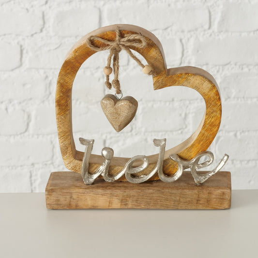 Dekoaufsteller aus Holz und Aluminium mit Herz "Liebe" von Boltze