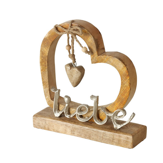 Dekoaufsteller aus Holz und Aluminium mit Herz "Liebe" von Boltze