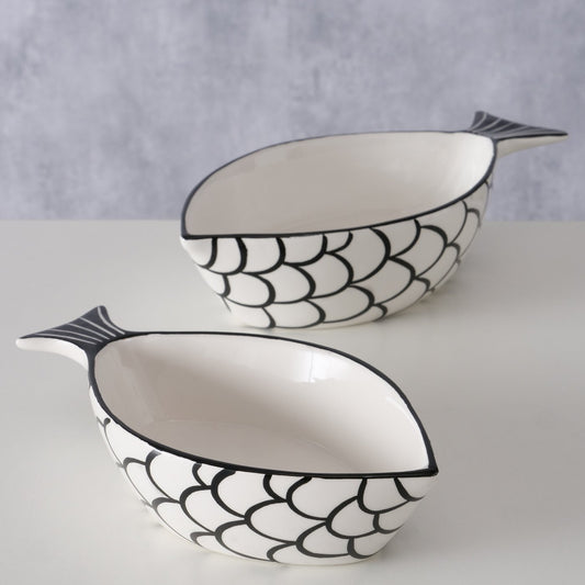Maritime Schalen im Fischdesign aus Keramik, 2er-Setpreis Geschenkidee von Boltze