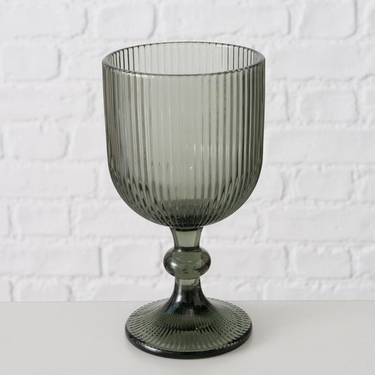 Weinglas mit Rillen-Relief Dunkelgrau von Boltze Modernes Glas in Grau