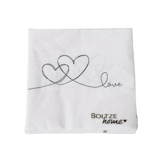 2er Set Servietten 16,5x16,5 cm "Herzen & Love" von Boltze Herz Liebe