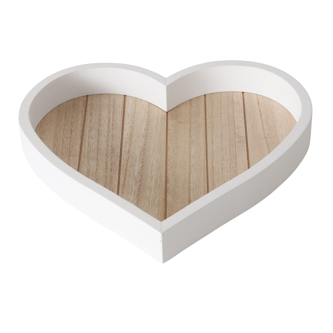 Tablett aus Holz Herzform natur/weiß von Boltze - Holztablett Dekotbalett
