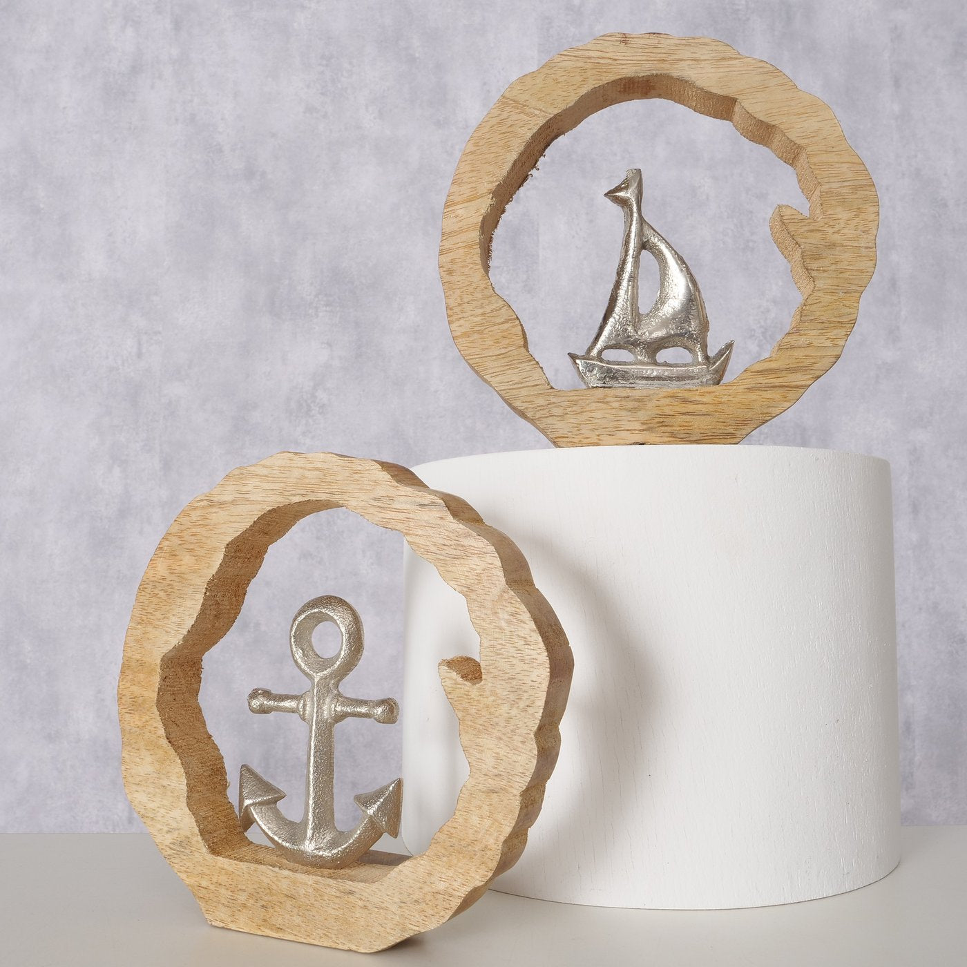 Dekoaufsteller Anker oder Boot aus Mangoholz von Boltze - Maritime Dekoration Aufsteller