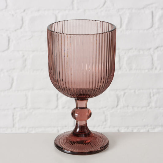 Weinglas mit Rillen-Relief Dunkelrosa von Boltze Modernes Wein Glas