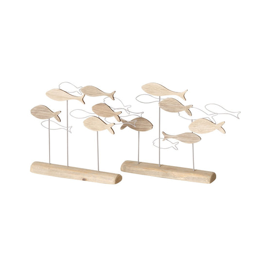 Maritime decorative fish stand "Filua" made of wood by Boltze - Maritime decoration - Several fishes swim