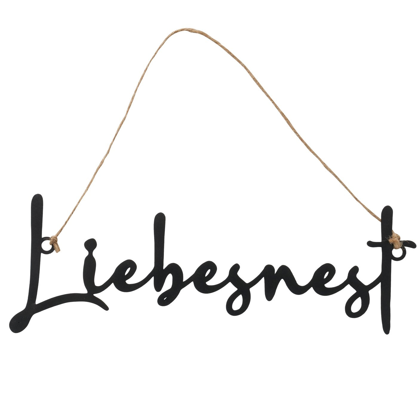 Schriftzug aus Metall zum Aufhängen " Liebesnest Kuschelzone " von Boltze - Dekoration Schlafzimmer Liebe